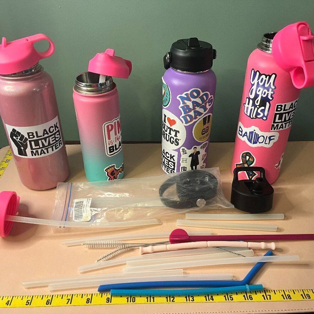 4 Cups Drinking Thermos Simply Modern & Thermoflask 7 Lids PLUS Tons of Extras